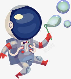 航天插画卡通吹泡泡宇航员人物高清图片