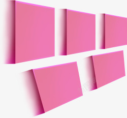 粉色方块立体七夕素材