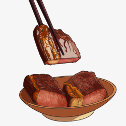 卡通美食素材小雪新年腊肉高清图片