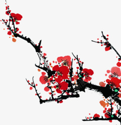水墨风花从梅花中国风花枝水墨高清图片