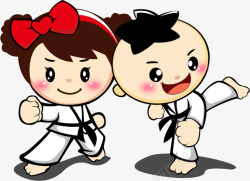 学跆拳道手绘学跆拳道的小孩高清图片
