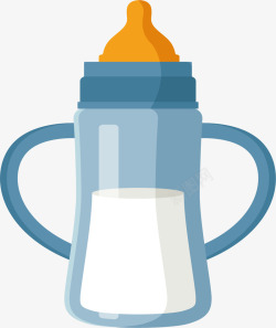 新生儿标准奶瓶蓝色卡通婴儿奶瓶矢量图高清图片