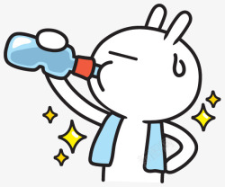喝水的运动兔子卡通白色素材