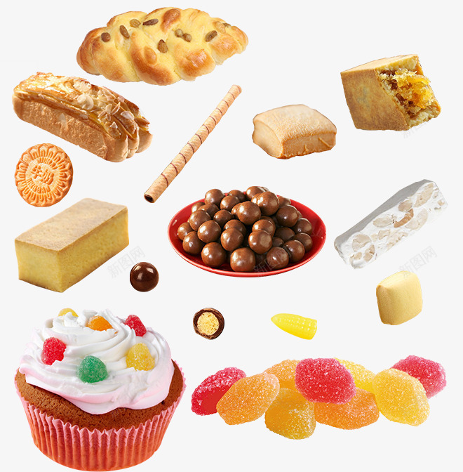 糕点糖果png免抠素材_新图网 https://ixintu.com 糖果 面包 食品 饼干 麦丽素