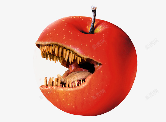 创意苹果psd免抠素材_新图网 https://ixintu.com 创意 广告设计 牙齿 独特 科幻 苹果 设计
