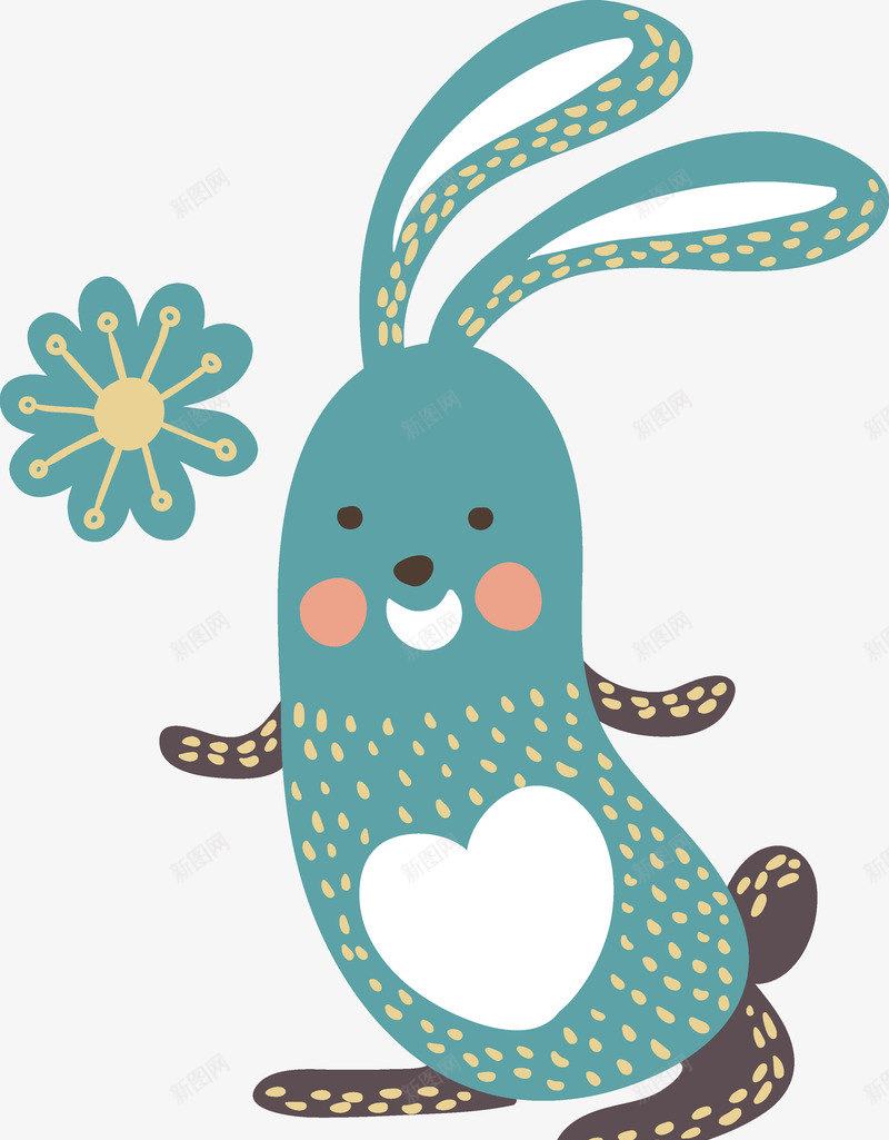 卡通动物兔子矢量图ai免抠素材_新图网 https://ixintu.com 兔子 动物 卡通 卡通兔子 卡通动物 可爱动物 花朵 蓝色兔子 设计 矢量图
