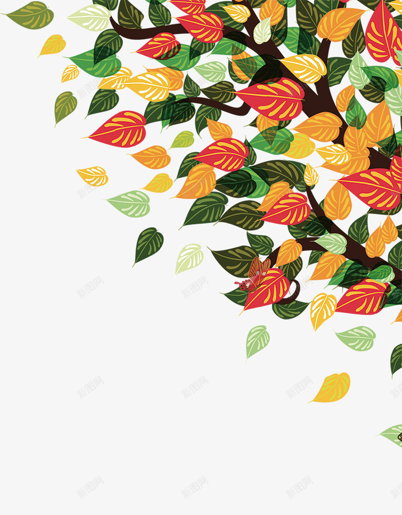 五彩树叶落叶装饰图案png免抠素材_新图网 https://ixintu.com 卡通 扁平 手绘 树叶 落叶