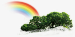 彩虹和树丛素材