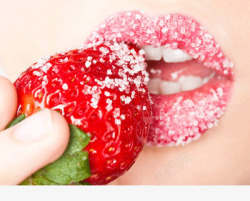 正在吃草莓的嘴素材