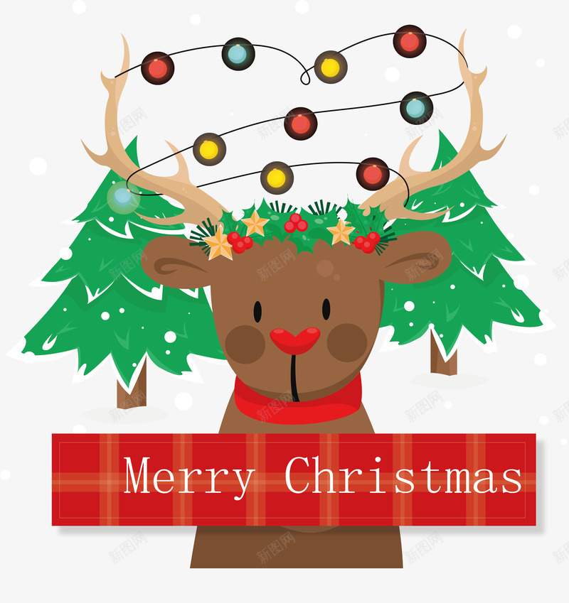 可爱圣诞麋鹿插画矢量图ai免抠素材_新图网 https://ixintu.com 动物 圣诞 圣诞节日 插画 节日 麋鹿设计 矢量图