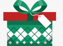 扁平打包盒圣诞绿色线性礼盒装饰高清图片