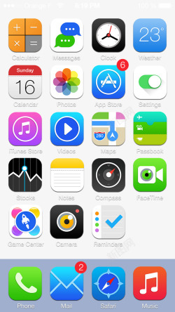 iOS9界面改编ios7风格PSD图标高清图片