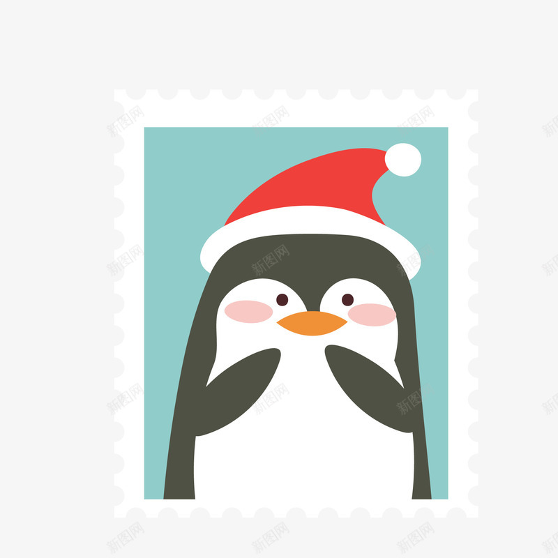 卡通可爱的企鹅邮票png免抠素材_新图网 https://ixintu.com 企鹅 动物 卡通 可爱 帽子 相片 邮票