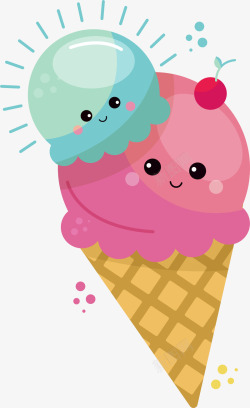卡通可爱微笑冰淇淋素材