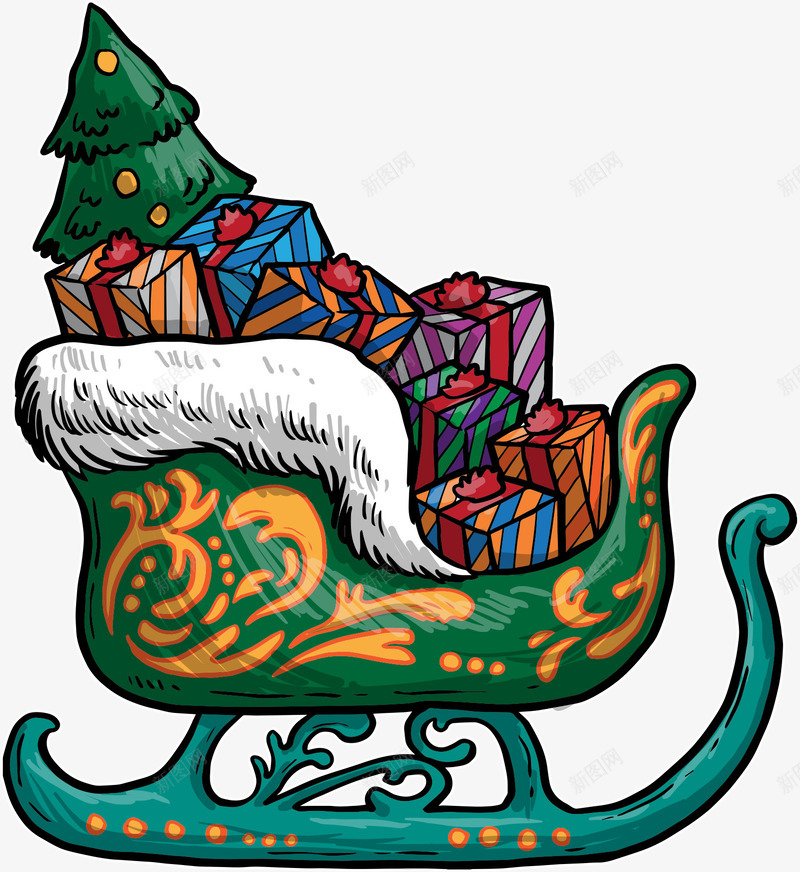 圣诞雪橇里的礼盒png免抠素材_新图网 https://ixintu.com 圣诞 圣诞快乐 圣诞素材 圣诞节 圣诞雪橇 礼盒