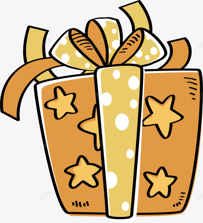黄色星星礼盒png免抠素材_新图网 https://ixintu.com 圣诞礼物 圣诞节 星星花纹 矢量png 礼盒 黄色礼盒