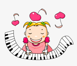 弹钢琴的小女孩手绘弹钢琴的小女孩高清图片