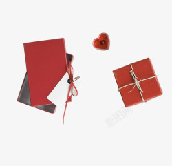 红色高档别墅红色礼物盒子高清图片