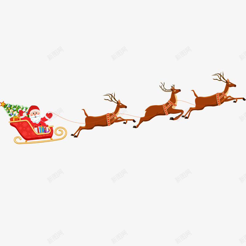 圣诞老人和驯鹿矢量图ai免抠素材_新图网 https://ixintu.com 动物 圣诞老人 送礼物 雪橇 驯鹿 矢量图