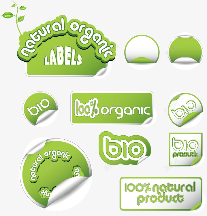 绿色标签贴纸图标png_新图网 https://ixintu.com 创意 无公害 标签标识 环保 纯天然 绿色 贴纸