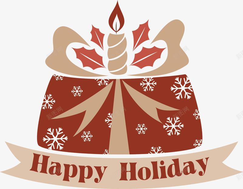 点燃蜡烛的蛋糕png免抠素材_新图网 https://ixintu.com 假日 圣诞快乐 生日 礼物盒 蛋糕 装饰 雪花