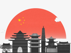 中国的著名建筑物剪影素材