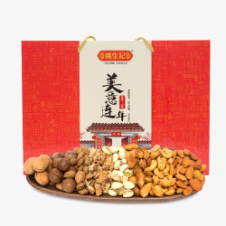 食品大礼包姚生记美意连年坚果礼盒高清图片