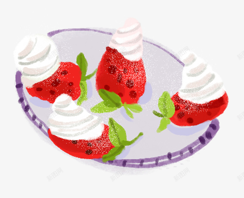 水彩奶牛草莓png免抠素材_新图网 https://ixintu.com 春游 水彩画 草莓 郊游 野餐 食品 食物