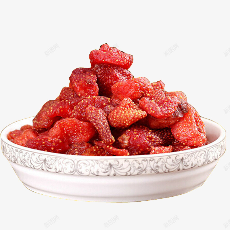 一碗好吃的草莓干png免抠素材_新图网 https://ixintu.com 产品实物 免费png素材 干果 红色 草莓干 零食