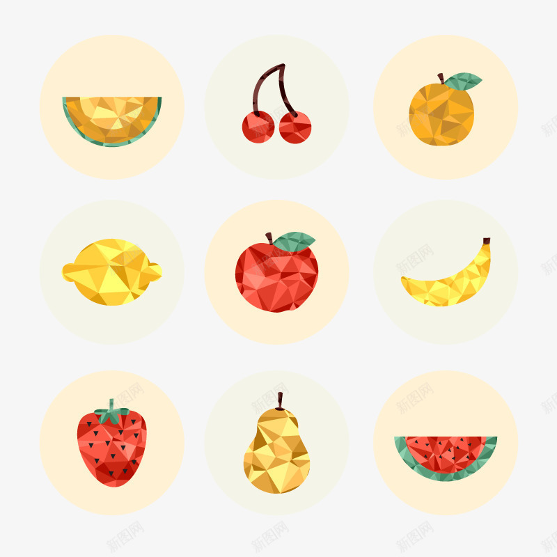 水果图案矢量图ai免抠素材_新图网 https://ixintu.com 创意水果 梨 樱桃 草莓 西瓜 香蕉 矢量图