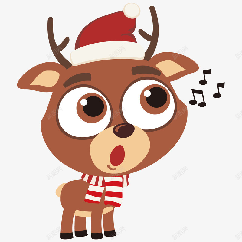 唱歌的卡通圣诞麋鹿png免抠素材_新图网 https://ixintu.com 动物 卡通 可爱 唱歌 圣诞节 圣诞麋鹿 精美 节日装饰