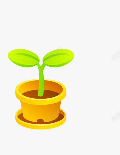 绿色植物盆栽png免抠素材_新图网 https://ixintu.com 卡通 叶子 嫩芽 植物 盆栽 绿色 绿色植物