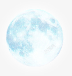 蓝白手绘中秋月亮高清图片