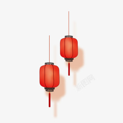 中国风红色挂饰插画小巧可爱的红色灯笼高清图片