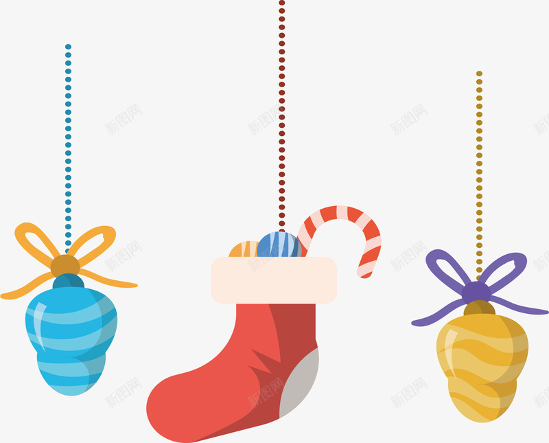 圣诞袜挂饰png免抠素材_新图网 https://ixintu.com 圣诞球 圣诞礼物 圣诞节 圣诞袜 圣诞袜挂饰 矢量png