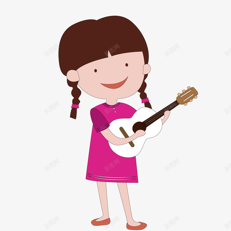 卡通弹吉他的女孩矢量图ai免抠素材_新图网 https://ixintu.com 世界儿歌日 乐器 人物设计 儿童人物 小朋友音乐 矢量图 表演 音乐