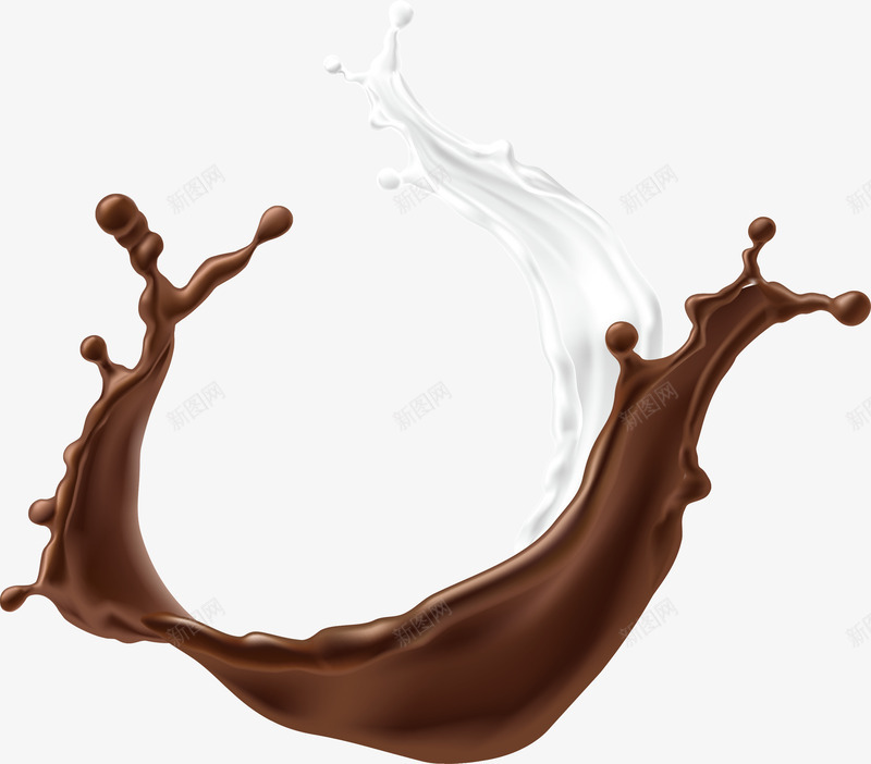 飞舞的牛奶巧克力png免抠素材_新图网 https://ixintu.com 巧克力 液体 牛奶 牛奶巧克力 矢量png 黑白配