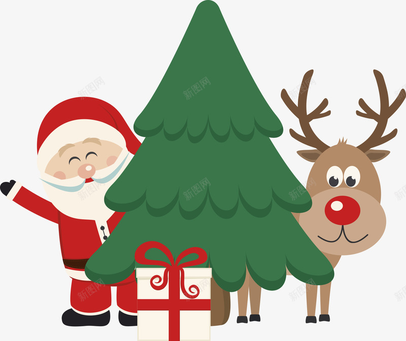 圣诞树与圣诞老人图标png_新图网 https://ixintu.com 图标 圣诞树 圣诞老人