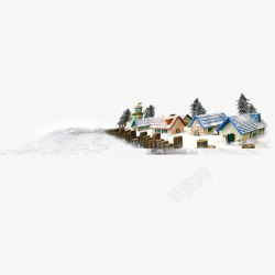 雪中的村庄素材