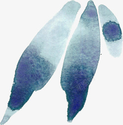 深蓝色水粉彩绘叶子素材