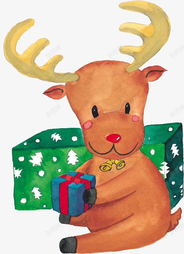 可爱手绘圣诞麋鹿卡通png免抠素材_新图网 https://ixintu.com 卡通 可爱 圣诞 麋鹿