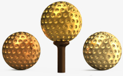 三个金色高尔夫球素材