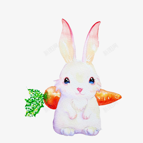 兔子背胡萝卜片png免抠素材_新图网 https://ixintu.com 可爱 小兔子 手绘画 背萝卜