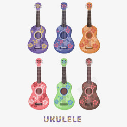 夏威夷小吉他花的尤克里里琴收集高清图片