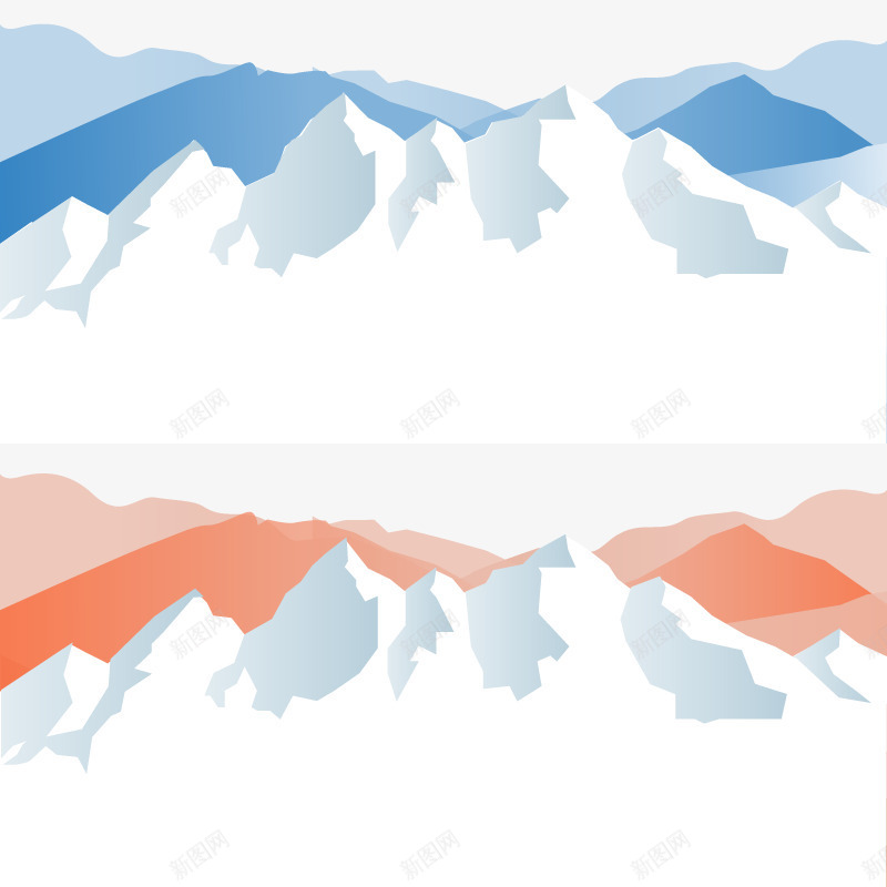 雪山风景矢量图ai免抠素材_新图网 https://ixintu.com 大山 手绘 橙色 雪山 雪山风景 高山 矢量图
