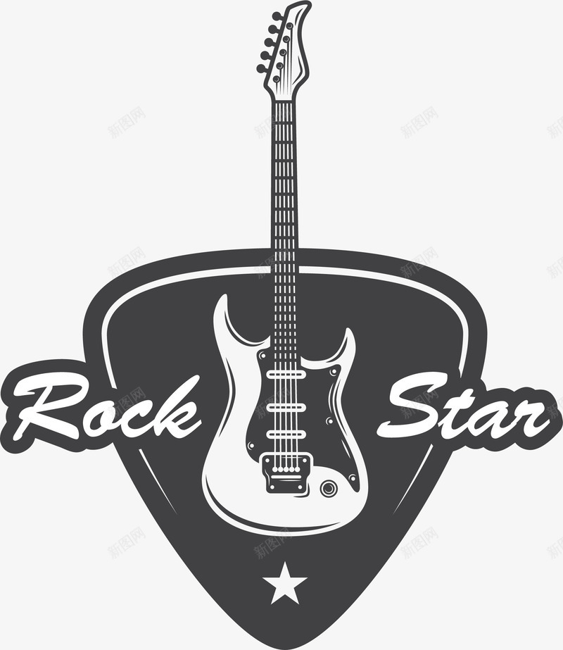 摇滚吉他png免抠素材_新图网 https://ixintu.com 吉他 吉他拨片 手绘 插电 摇滚星星 标签 艺术字