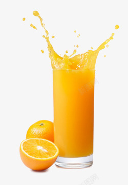 橙子和飞溅的橙汁素材