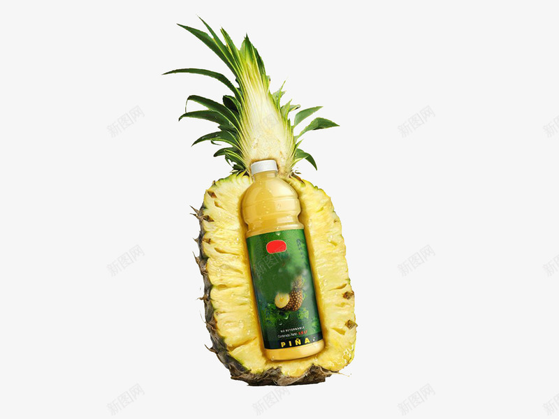 创意菠萝味果汁png免抠素材_新图网 https://ixintu.com 切开的菠萝 创意 果汁 水果 菠萝味