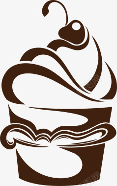 咖啡色线条冰淇淋图标图标