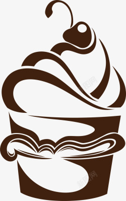 咖啡色冰淇淋咖啡色线条冰淇淋图标高清图片